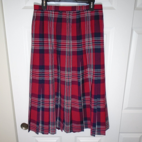 Vintage Pendleton Wool Tartan Plaid Maxi Skirt Red Preppy Old Money Classical - Picture 3 of 10